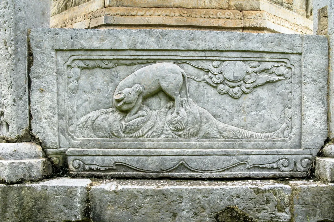 The relief sculpture at the temple