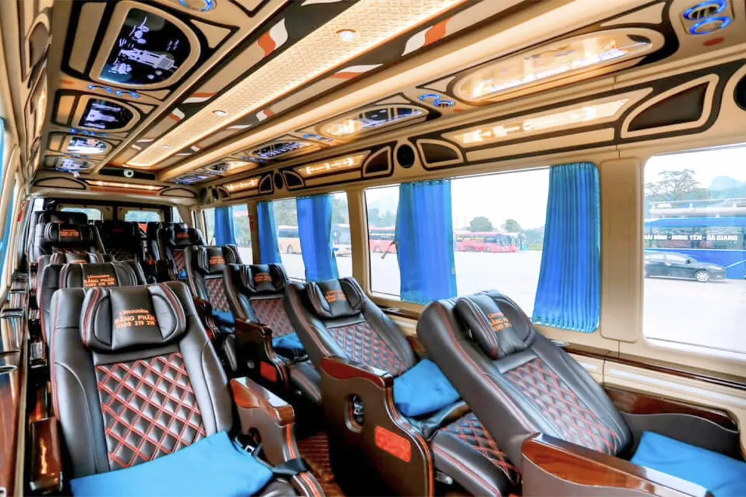 The interior of a limousine.