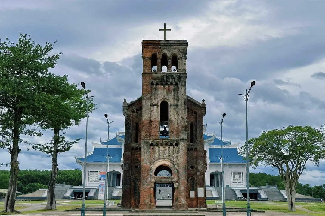 The ancient bell tower of the La Vang sanctuary.