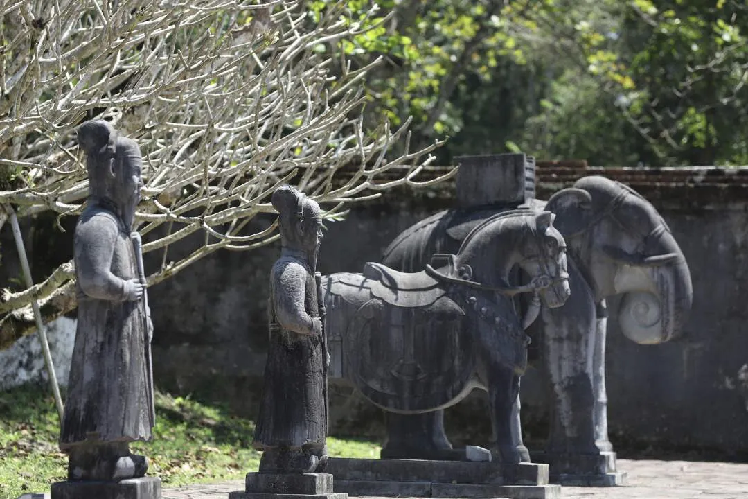 Ancient statues in the grounds of Minh Mang Mausoleum