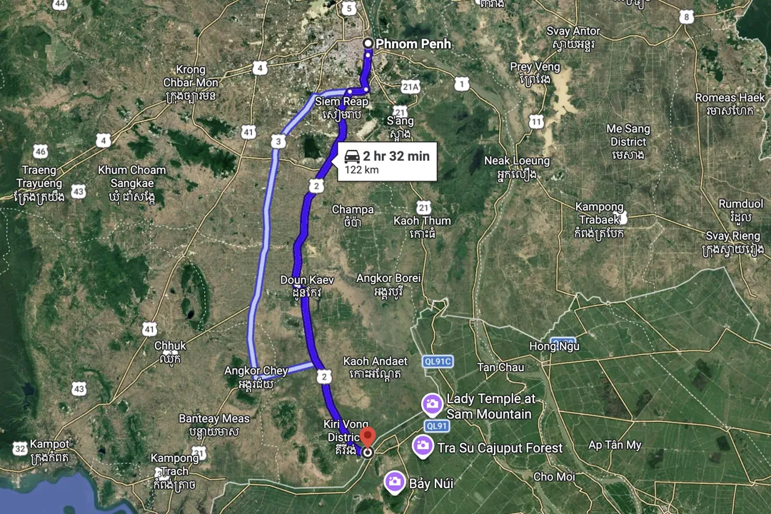 Phnom Den - Phnom Penh Route