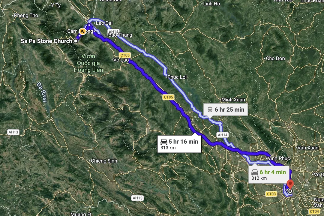 Sapa - Hanoi Route Map