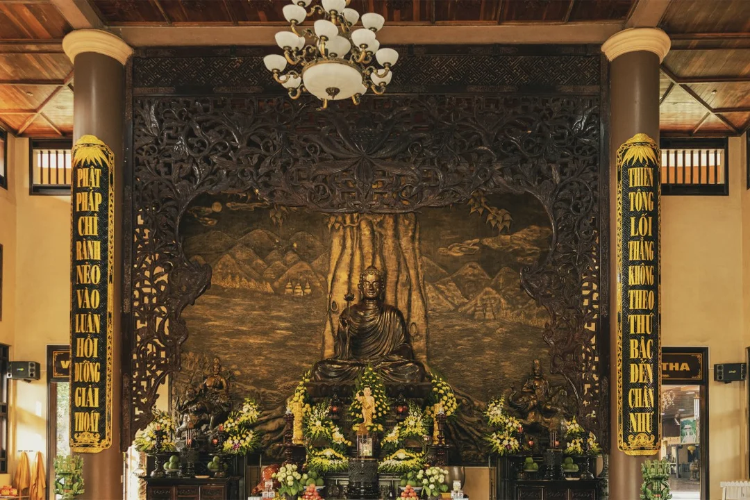 Inside the Main Hall of Truc Lam Yen Tu Zen Monastery