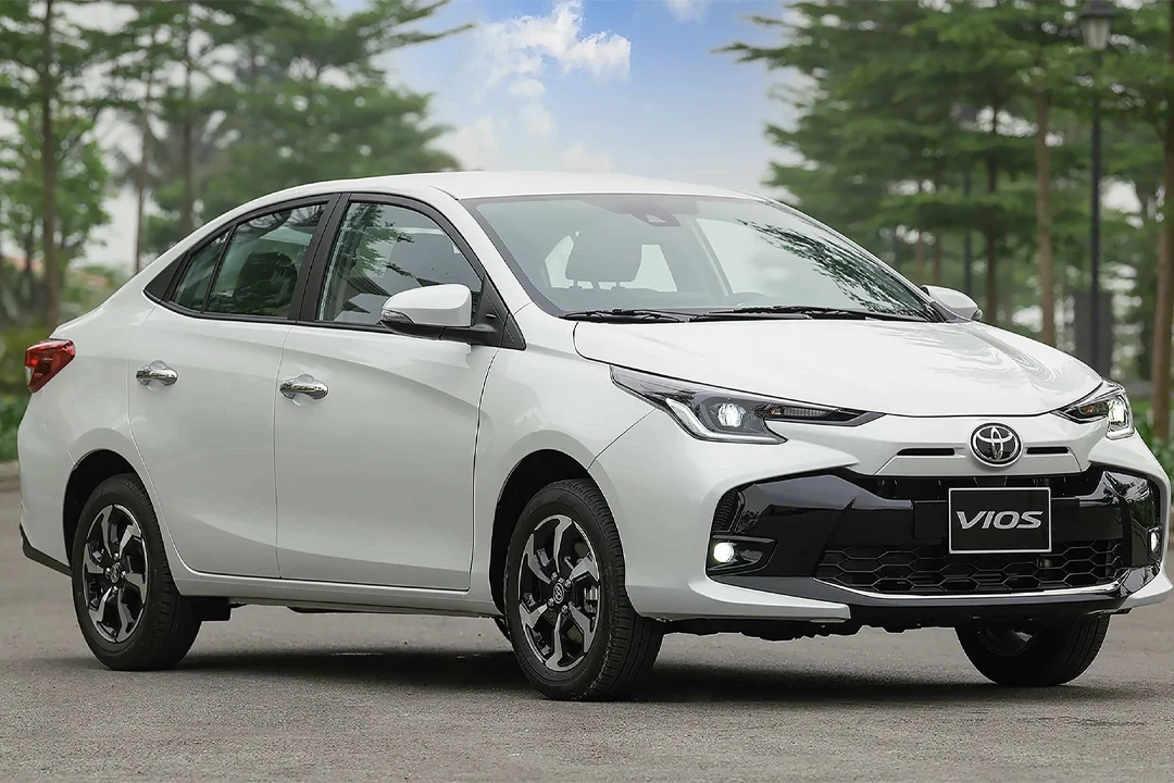 The Toyota Vios is the most common sedan you'll see in Vietnam.