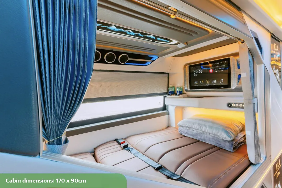 Nha Trang to Hoi An VIP cabin sleeping bus - Cabin Dimension