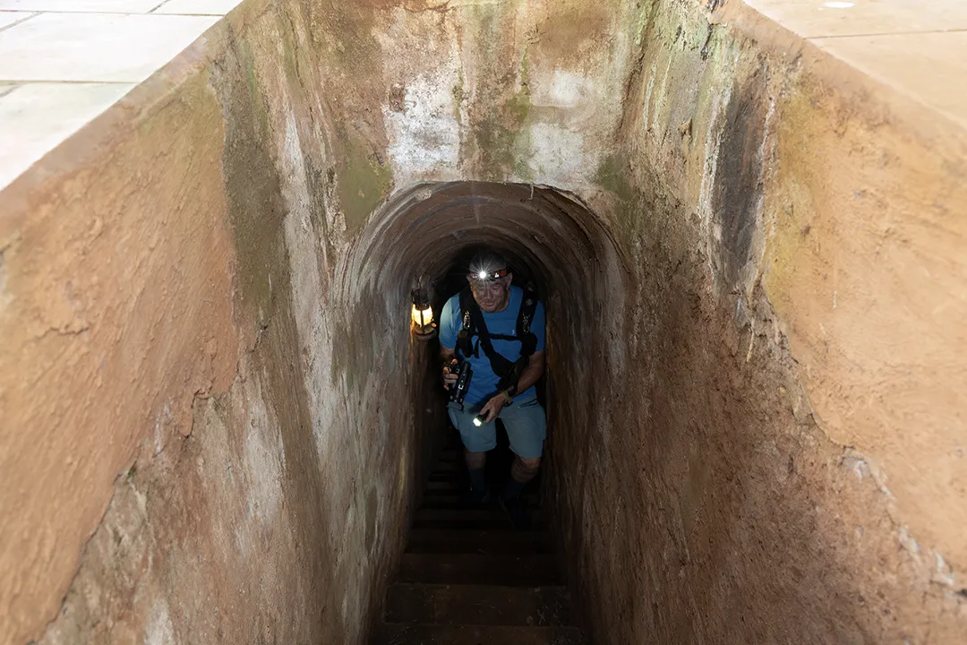 Tourists visiting Long Phuoc Tunnels