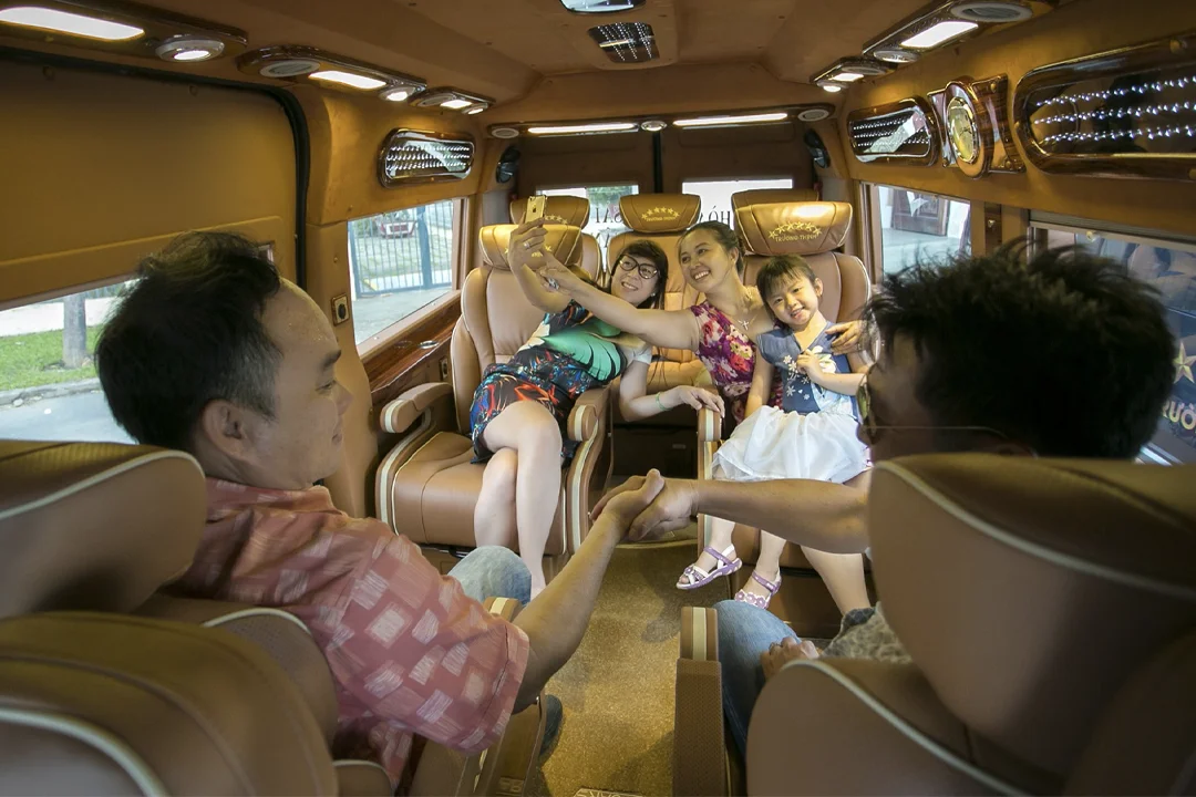 Limousine van with spacious space for family in a trip