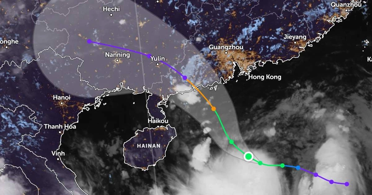 Picture of Storm No. 7 Tapah forecast path for the next 24 hours