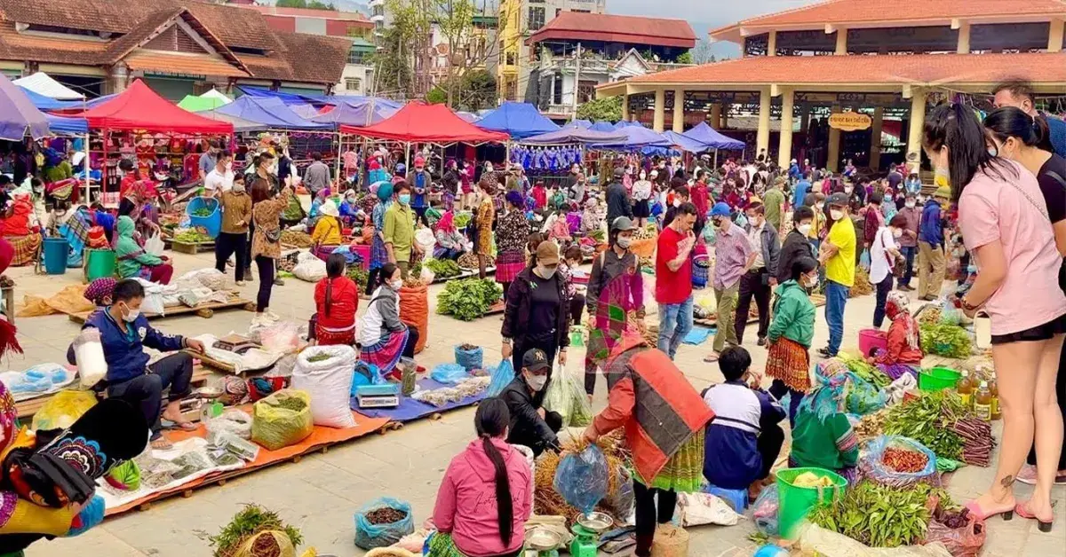 Picture of The Bustling Bac Ha Dog Market in the Drizzling Cold