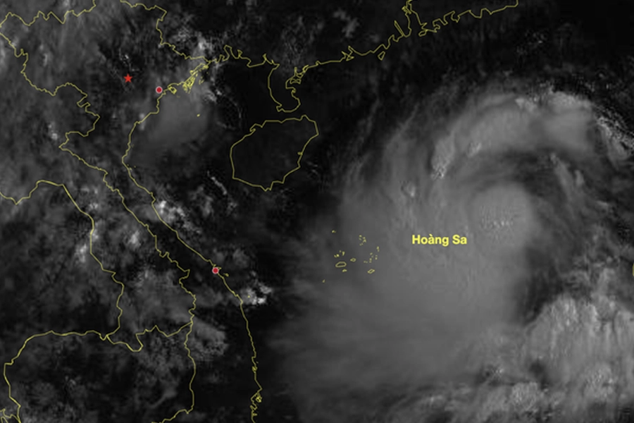 A satellite image shows storm Kajiki